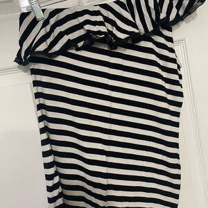 Small Black and White Striped Off-Shoulder Top